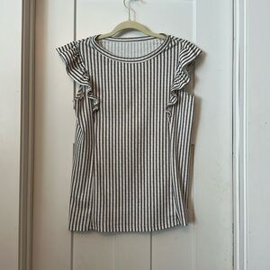 Striped shirt with ruffle sleeves- cute!